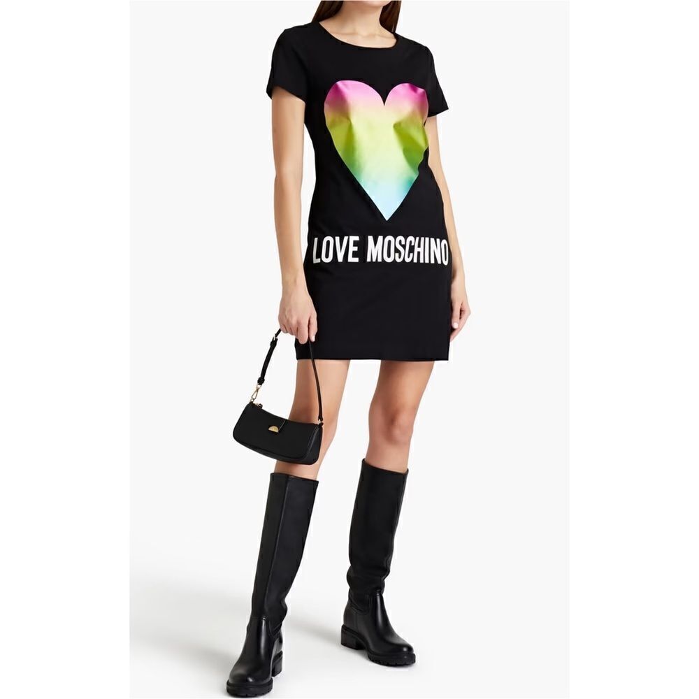 LOVE MOSCHINO
Metallic printed cotton-jersey mini dress